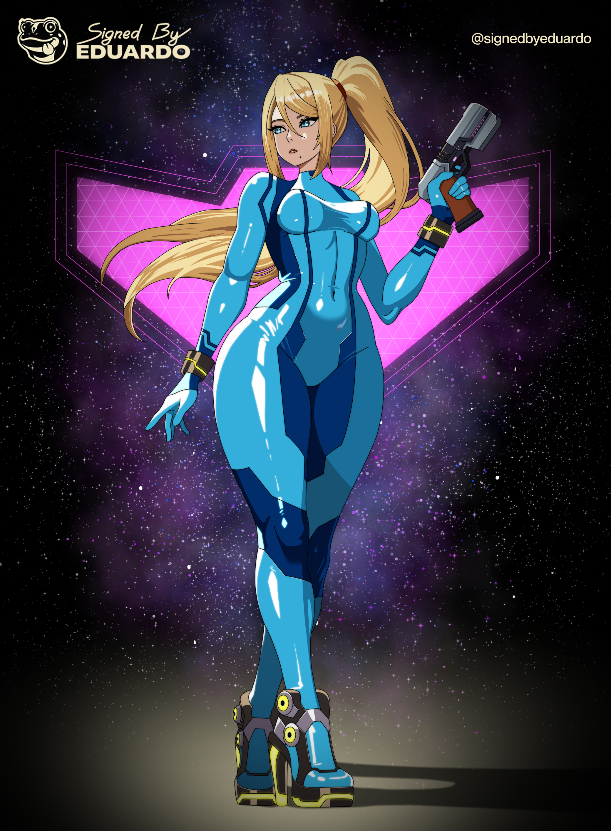 Poster of Samus from Metroid
